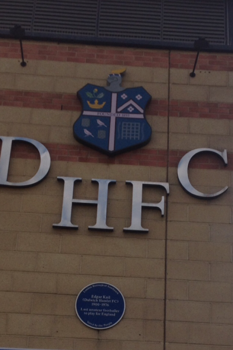 The blue plaque at the entrance to Hamlet's ground