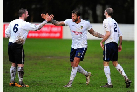 Lewis celebrating scoring for Yate Town